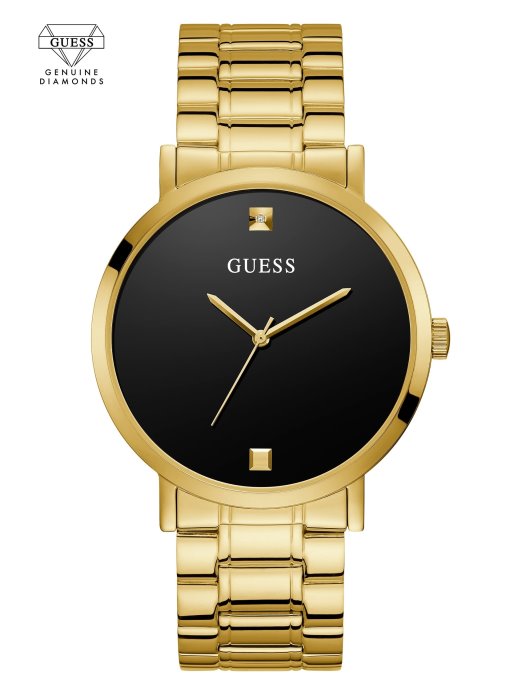 Gold Guess Shopping Analogni Sat Zlatne Boje I Crnog Dijamanta