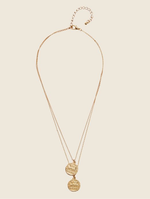 Gold Guess Shopping Višeslojna Ogrlica S 14k Pozlaćenim Novčićima