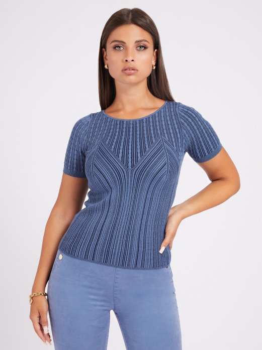 Gornji Dio Džempera Od Mješavine Viskoze Plavi Guess Shopping