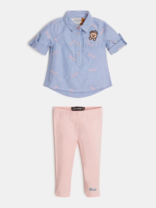 Guess Set Košulja I Hlača Za Kupovinu Svijetlo Plavi