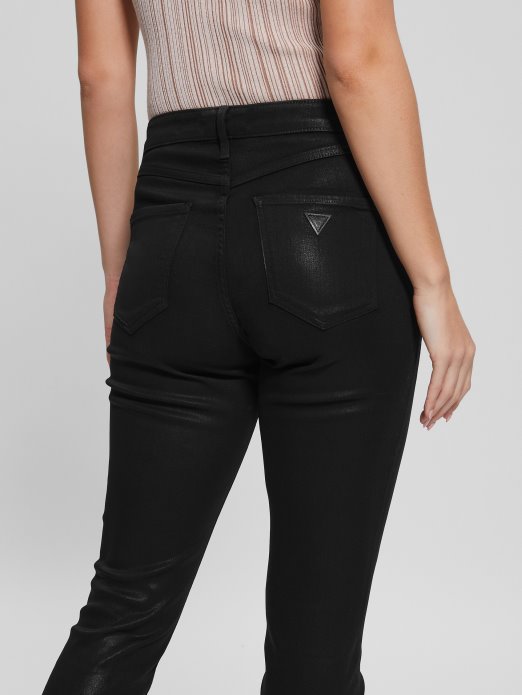 Guess Shopping 1981 Obložene Uske Traperice Jet Crne Multi