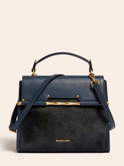 Guess Shopping Alia Torbica Od Prave Kože Tamnoplava