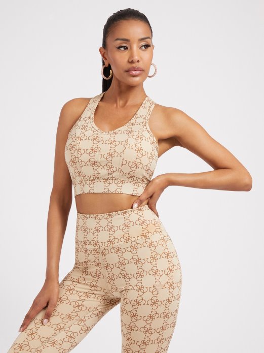 Guess Shopping All Over Logo Aktivni Grudnjak Bež