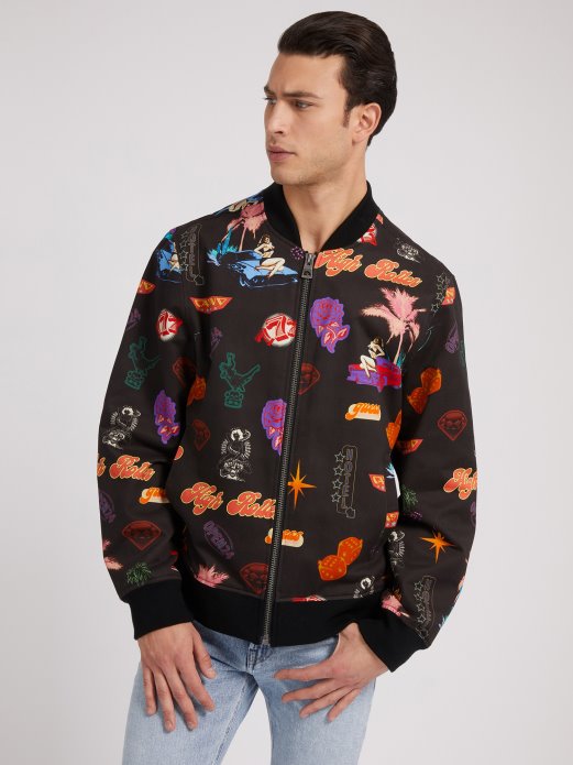 Guess Shopping All Over Print Bomber Jakna Crna Multi