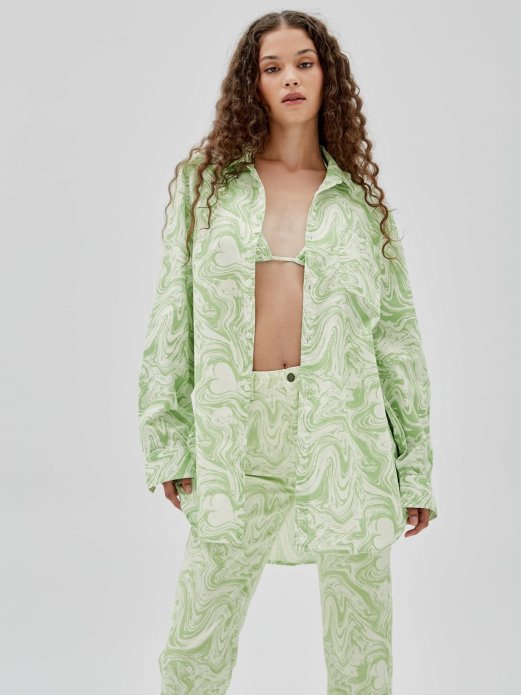 Guess Shopping All Over Print Majica Zelena Multi