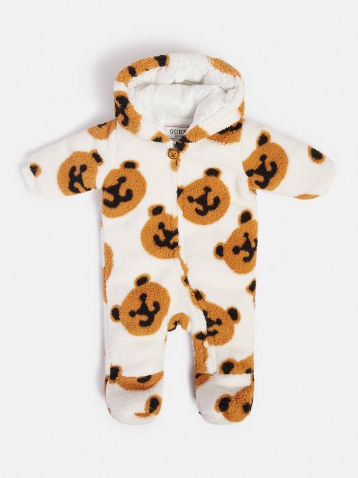 Guess Shopping All Over Print Podstavljene Hlače Od Umjetnog Krzna Crne