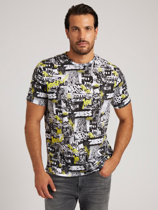 Guess Shopping All Over Print T-shirt Bijela Multi