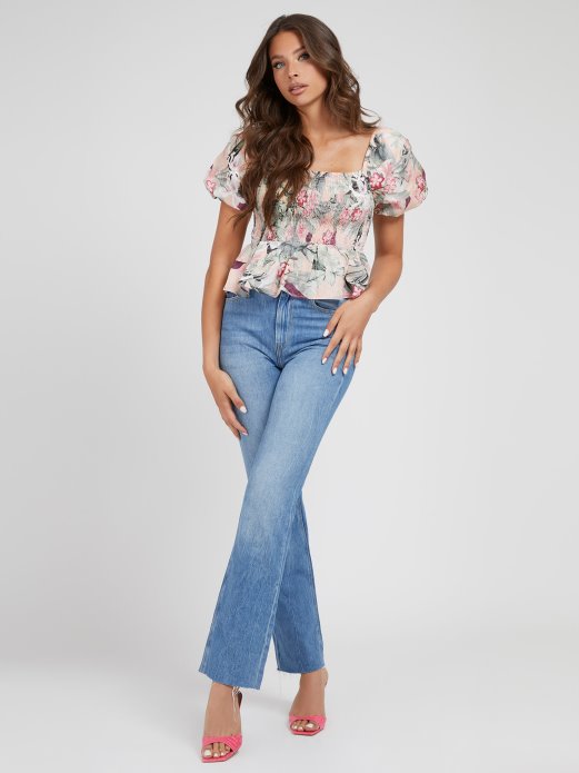 Guess Shopping All-over Print Lan Top Cvjetna Fantazija