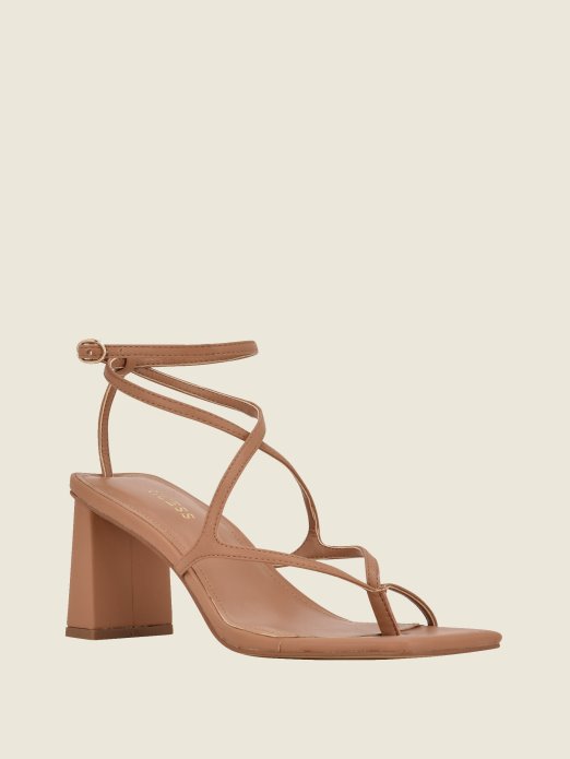 Guess Shopping Arisae Blok Sandale S Petom Srednje Prirodne