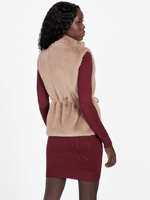 Guess Shopping Arleen Reverzibilni Prsluk Od Umjetnog Krzna Baršun Taupe