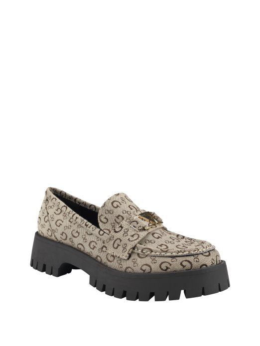 Guess Shopping At Last Logo Chunky Platform Mokasinke Lt Smeđe