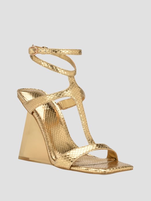 Guess Shopping Bacio Metalik T-trap Wedge Heels Zlato