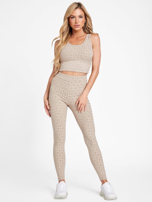 Guess Shopping Baršun Taupe Dana Logo Aktivni Top