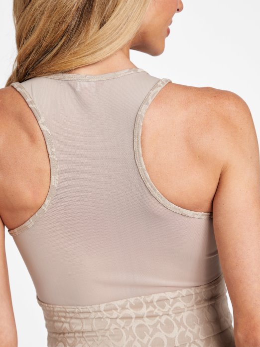 Guess Shopping Baršun Taupe Dana Logo Aktivni Top