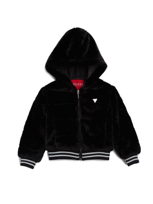 Guess Shopping Bay Jakna S Kapuljačom Od Umjetnog Krzna (7-14) Crna