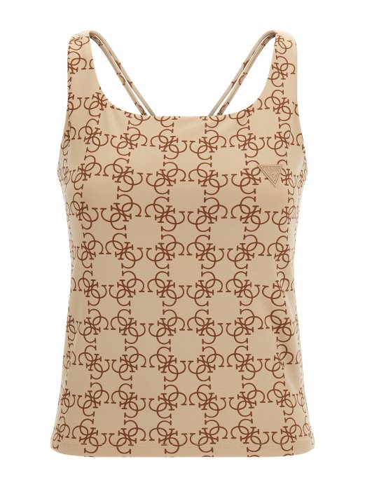 Guess Shopping Beige All Over Logo Active Top