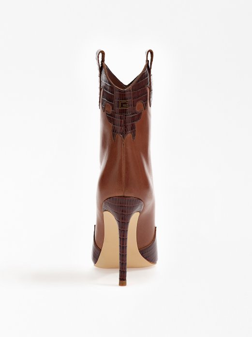 Guess Shopping Bež Breann čizme Od Prave Kože