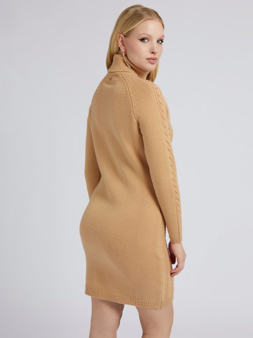 Guess Shopping Bež Džemper Haljina Od Mješavine Vune