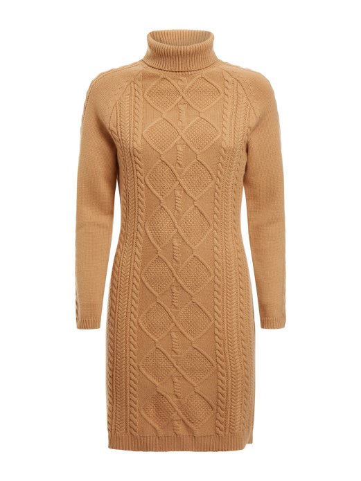 Guess Shopping Bež Džemper Haljina Od Mješavine Vune