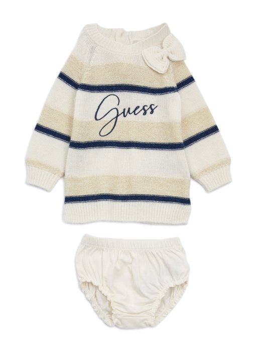 Guess Shopping Bijeli I Svijetlozlatni češljasti Midi Set Haljina (0-24m)