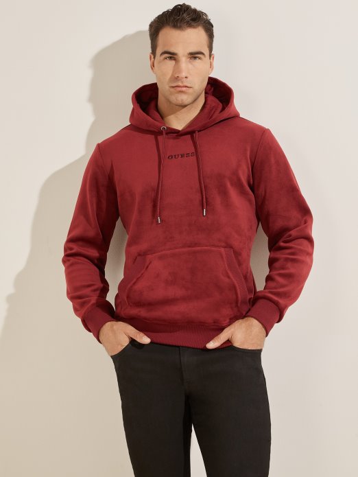 Guess Shopping Bonded Velvet Hoodie Vino