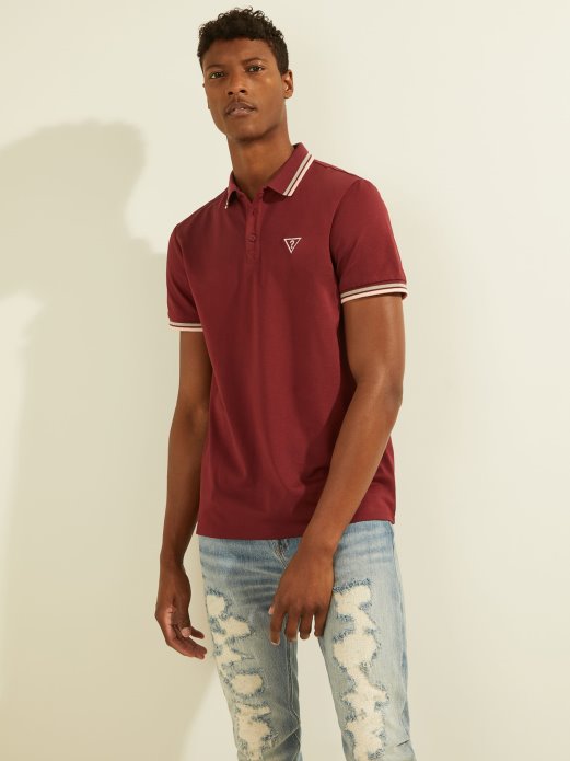 Guess Shopping Bordo Polo Majica S Logotipom U Obliku Trokuta