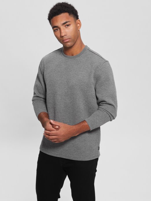 Guess Shopping Božur Jacquard Siva Eco Logo Jacquard Majica Dugih Rukava Guess Shopping