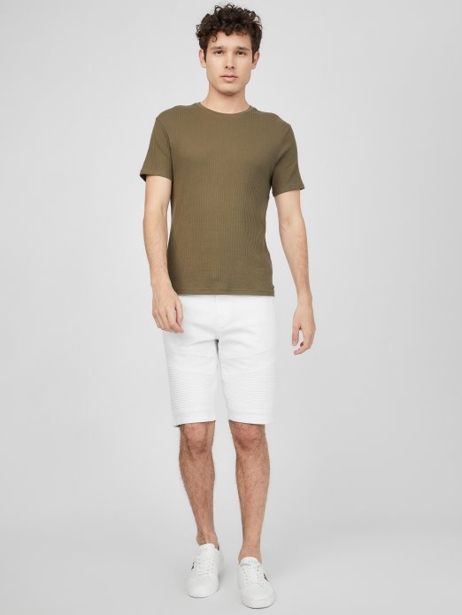 Guess Shopping Brendan Moto Traper Kratke Hlače Bijelo Pranje Destory