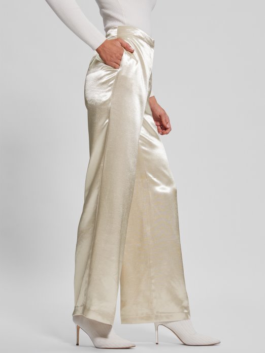 Guess Shopping Brisilda Satenske Hlače Pearl Oyster