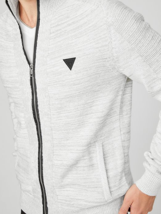 Guess Shopping Chet Marled Mock Ovratnik Džemper čisto Bijeli