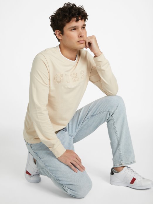 Guess Shopping Chino Majica S Dugim Rukavima S Logotipom Kalico