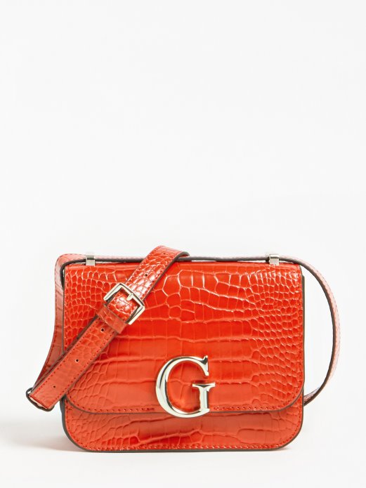 Guess Shopping Corily Crocodile Crossbody Orange