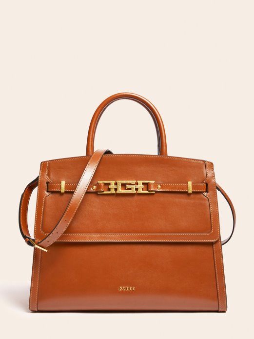 Guess Shopping Cristina Torbica Od Prave Kože Siva