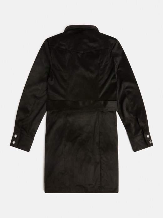 Guess Shopping Crna Haljina Od Umjetne Antilope S Gumbom S Logotipom