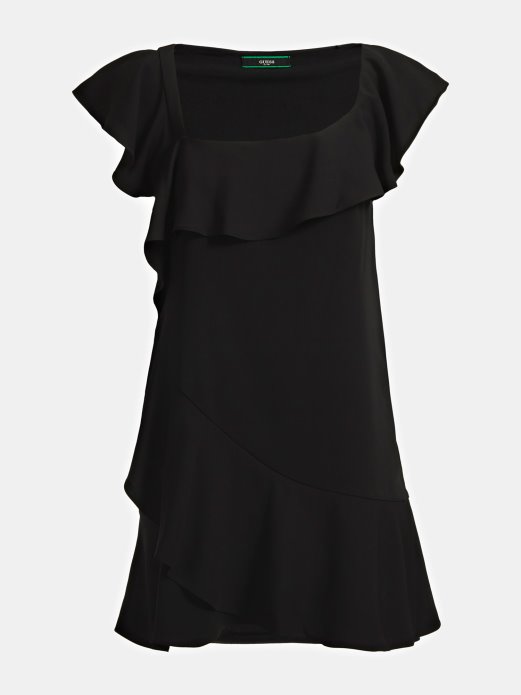 Guess Shopping Crna Haljina S Volanima