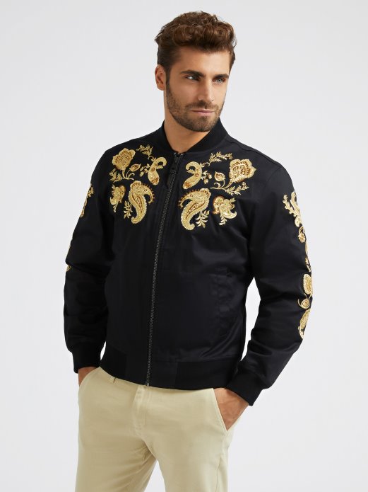 Guess Shopping Crna Izvezena Bomber Jakna