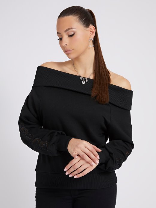 Guess Shopping Crna Majica Na Jednu Rame