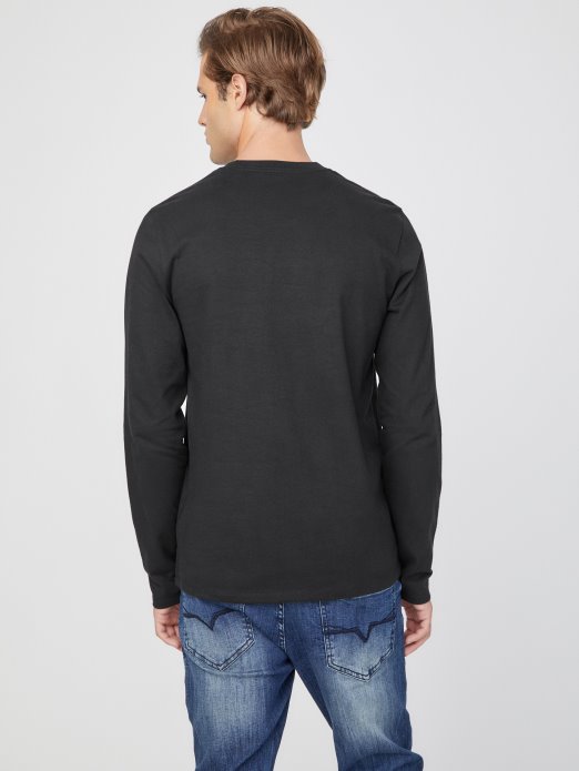 Guess Shopping Crna Majica S Eko Logom Dugih Rukava