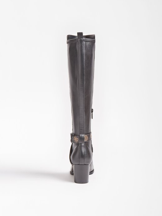 Guess Shopping Crna Paxley čizma Od Prave Kože