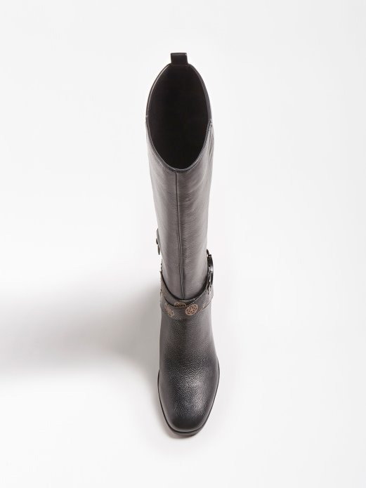 Guess Shopping Crna Paxley čizma Od Prave Kože