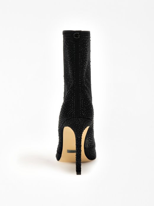 Guess Shopping Crna Srebrna čizma Od Kamenčića