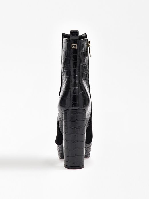 Guess Shopping Crne Dennis Niske čizme S Kroko Printom