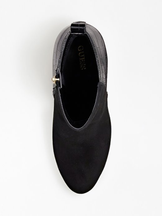 Guess Shopping Crne Dennis Niske čizme S Kroko Printom