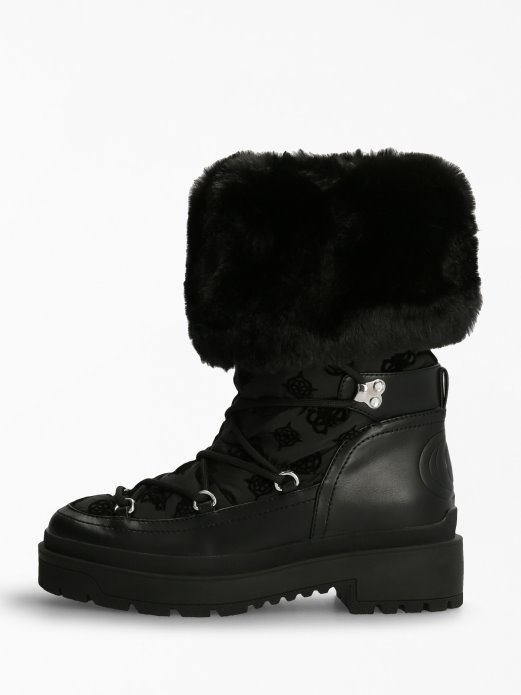 Guess Shopping Crne Larya Gležnjače Od Umjetnog Krzna