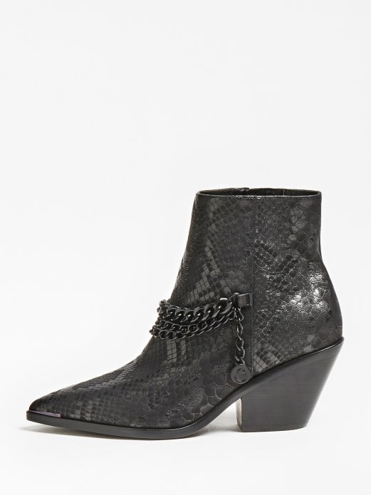 Guess Shopping Crne Patziy Gležnjače Od Prave Kože Pitona