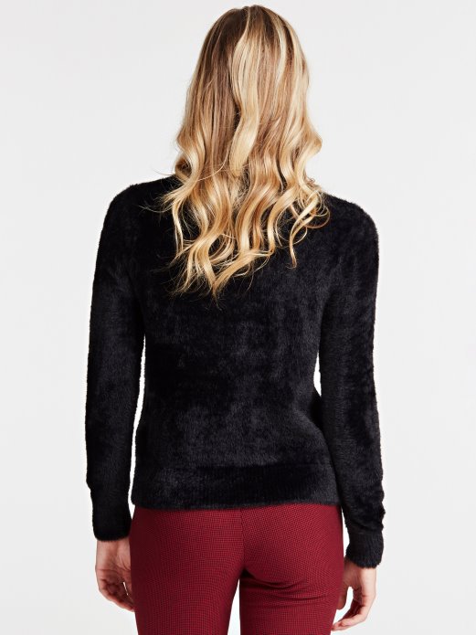 Guess Shopping Crni Mock Džemper S Polo Ovratnikom