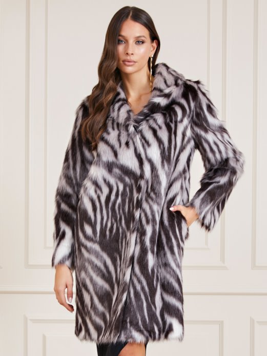 Guess Shopping Crni Multi Marciano Kaput Od Umjetnog Krzna