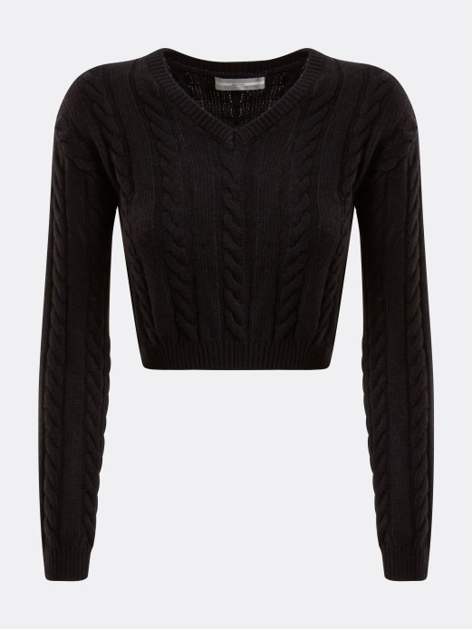 Guess Shopping Crni Pulover Od Mješavine Vune