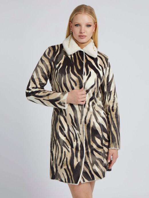 Guess Shopping Crvena Višestruka Bunda Od Umjetnog Krzna