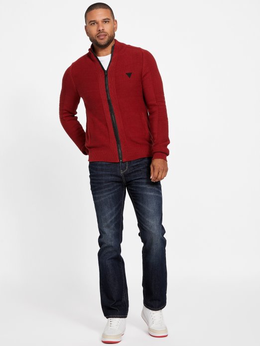 Guess Shopping Crveni Noir Chet Mock Ovratnik Džemper